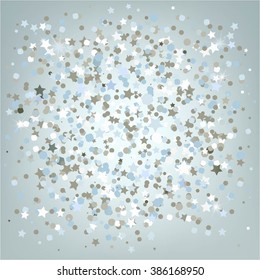 Vector illustration of Sequins on a silver background.