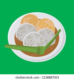 vector Illustration of serabi. traditional food originated from java, indonesia, made from rice flour and palm sugar. ramadan culinary.