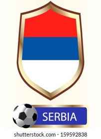 Vector illustration of Serbia; blazon with flag