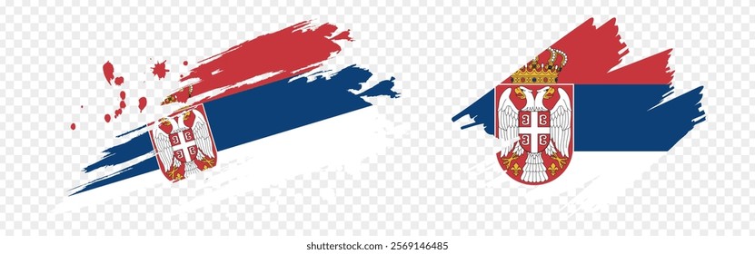 Vector illustration of Serbia flag in brush stroke effect on transparent background