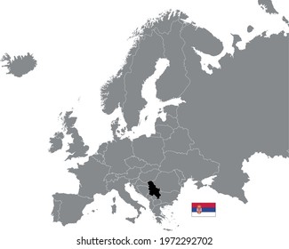 vector illustration of Serbia map and flag