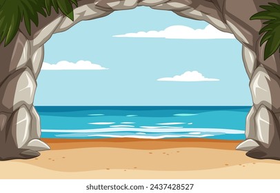 Vector illustration of a serene beach landscape