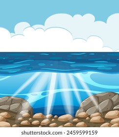 Vector illustration of a serene beach landscape