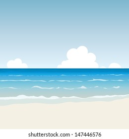 Vector illustration of serene cartoon beach.