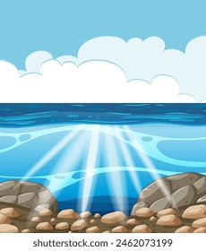 Ilustración vectorial de un paisaje marino sereno