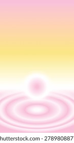 Vector illustration of a serene, pastel gradient background with pink and yellow hues, featuring a central glowing orb and soft ripple effect.