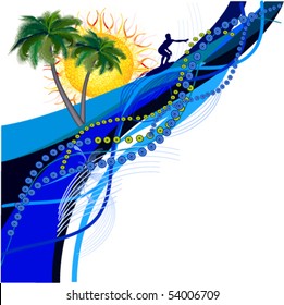 vector illustration of serfing
