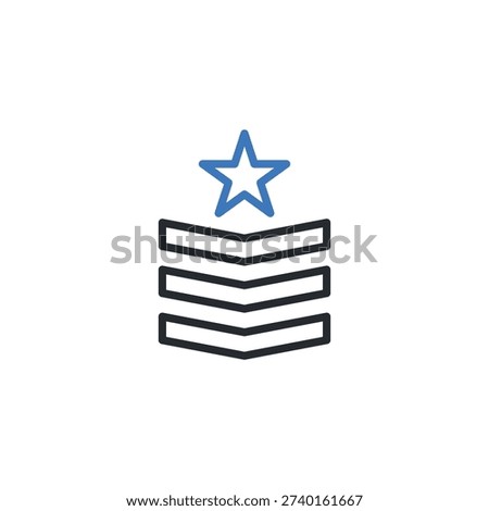 Vector illustration of a sergeant rank insignia with three chevrons and a star, isolated on a white background.