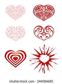 Vector illustration of a series of hearts