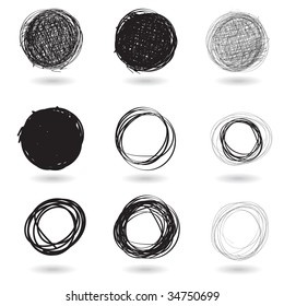 Vector - Illustration of a series of pencil drawn graffiti circles