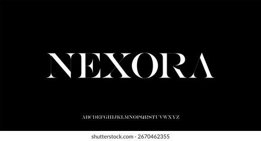 Ilustração vetorial de um estilo serif alfabeto de letra de exibição com uma aparência elegante, luxuosa e elegante.