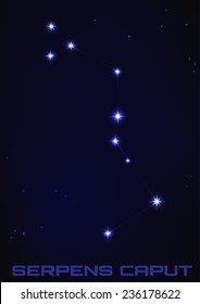 Vector illustration of Serpens Caput constellation in blue 