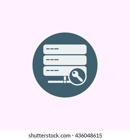 Vector illustration of server access sign icon on blue circle background.