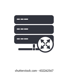 Vector illustration of server arrows diagonal sign icon on white background.