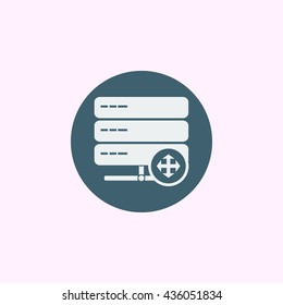 Vector illustration of server arrows sign icon on blue circle background.