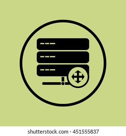 Vector illustration of server arrows sign icon on green circle background.