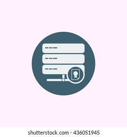 Vector illustration of server certificate sign icon on blue circle background.