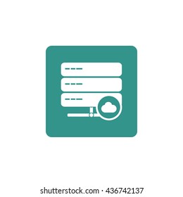Vector illustration of server cloud sign icon on green background.