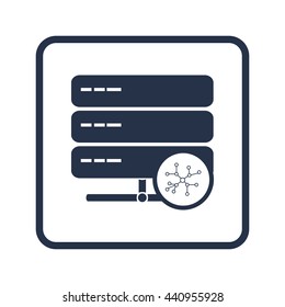 Vector illustration of server connection sign icon on blue round background.
