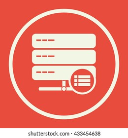 Vector illustration of server detail sign icon on red background.