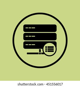 Vector illustration of server detail sign icon on green circle background.