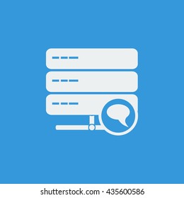 Vector illustration of server discussion sign icon on blue background.