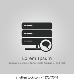 Vector illustration of server discussion sign icon on grey background.