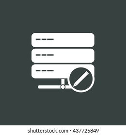 Vector illustration of server edit sign icon on dark background.