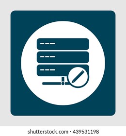 Vector illustration of server edit sign icon on blue background.