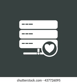Vector illustration of server heart sign icon on dark background.