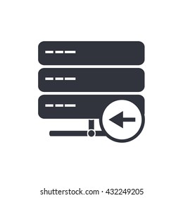 Vector illustration of server left sign icon on white background.