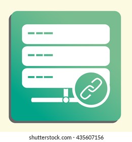Vector illustration of server link sign icon on green light background.