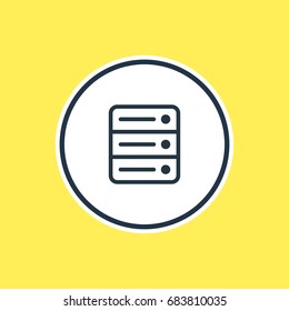 Vector Illustration Of Server Outline. Beautiful Archive Element Also Can Be Used As Database Element.