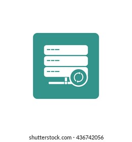Vector illustration of server refresh sign icon on green background.