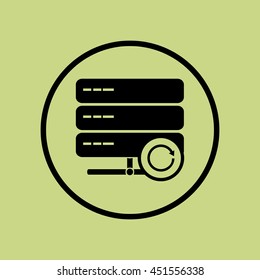 Vector illustration of server reload sign icon on green circle background.