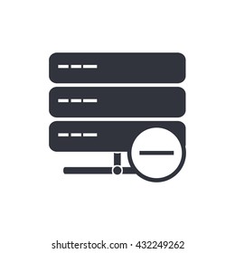 Vector illustration of server remove sign icon on white background.