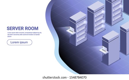 Vector illustration server room isometric design