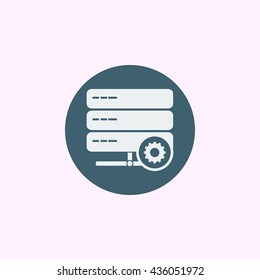 Vector illustration of server settings sign icon on blue circle background.