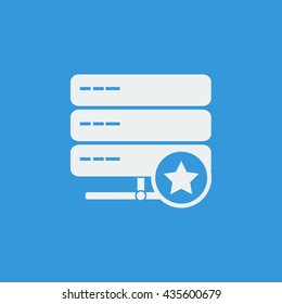 Vector illustration of server star sign icon on blue background.