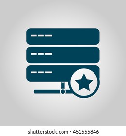 Vector illustration of server star sign icon on grey background.
