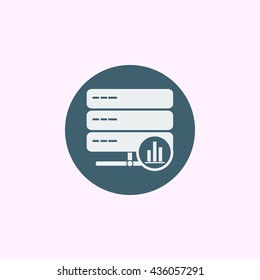 Vector illustration of server stats sign icon on blue circle background.