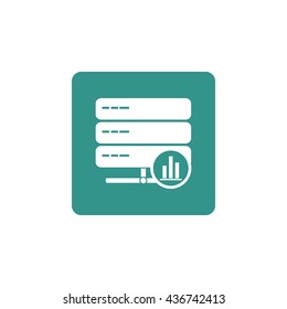 Vector illustration of server stats sign icon on green background.