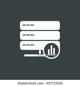 Vector illustration of server stats sign icon on dark background.