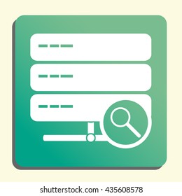 Vector illustration of server zoom sign icon on green light background.