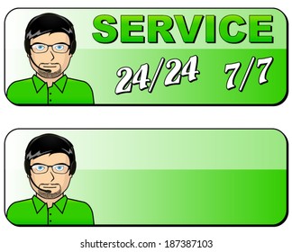 Vector illustration of service all time green icon