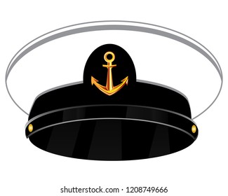 Vector illustration of the service cap of the captain on white background is insulated
