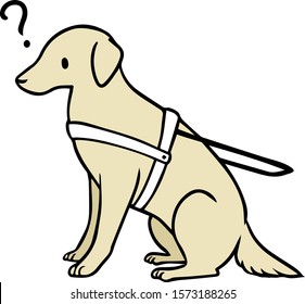 Vector illustration of a service dog with question mark
