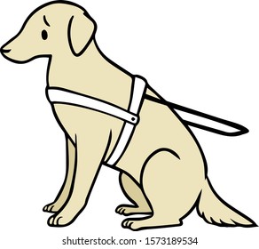 Vector illustration of a service dog with troubled face