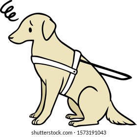 Vector illustration of a service dog with troubled face