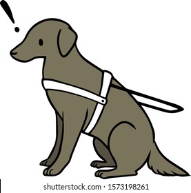 Vector illustration of a service dog(black) with ! mark